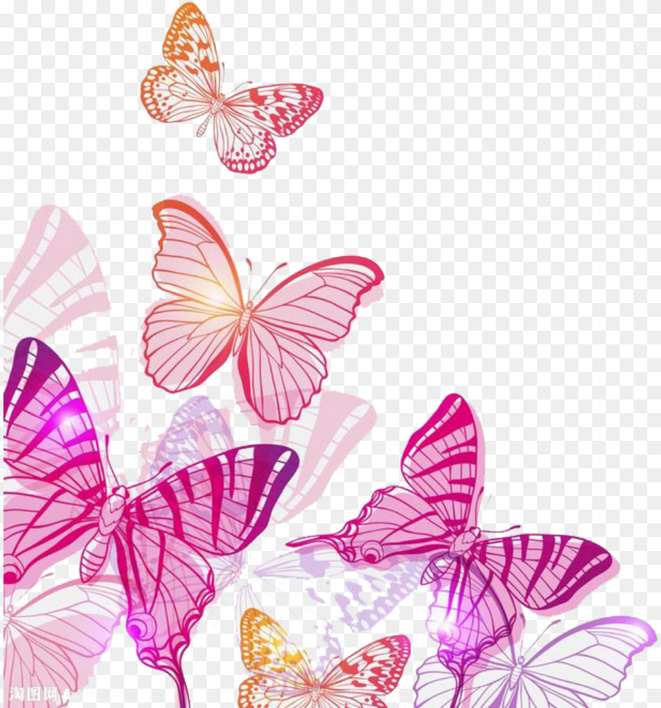 Ftestickers Clipart Pink Butterfly, Plant, Graphics, Flower, Art Free Png Download