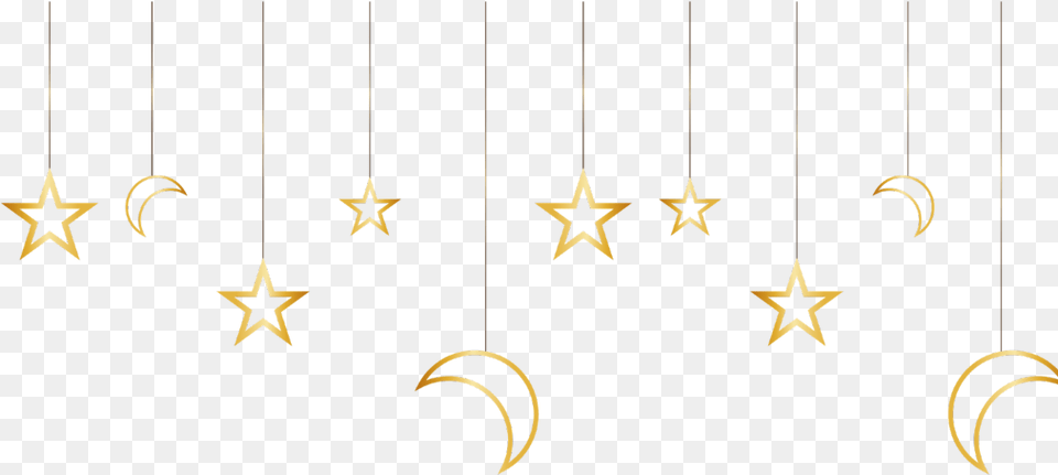 Ftestickers Clipart Stars Moons Hanging Gold Gold, Star Symbol, Symbol, Nature, Night Png