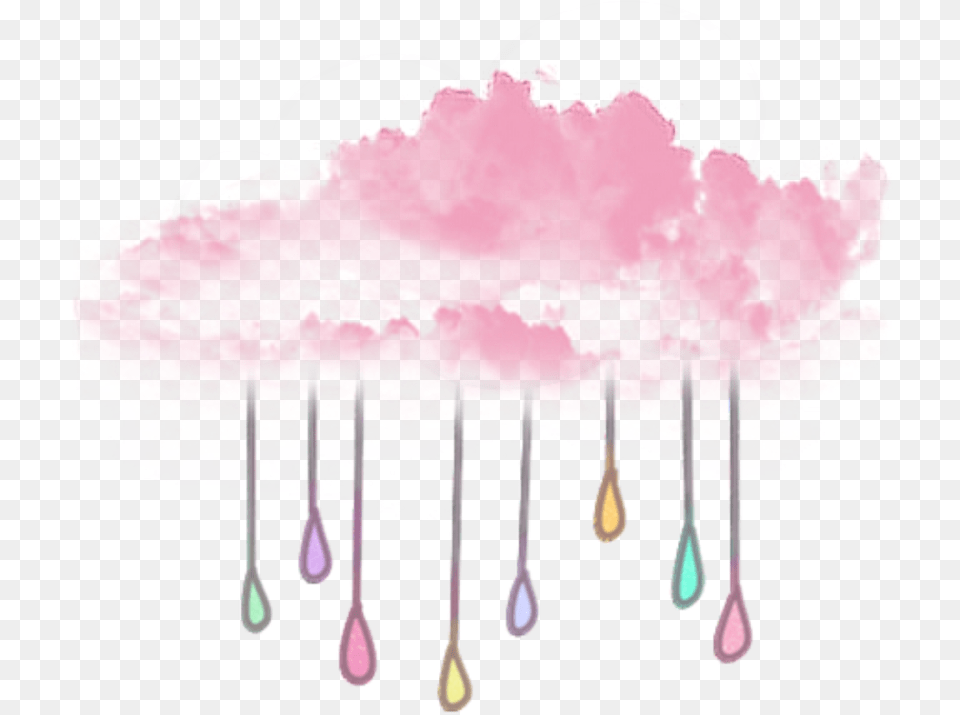 Ftestickers Cloud Pinkcloud Rain Illustration Colorful Pink Cloud Transparent, Cutlery, Fork, Spoon Png