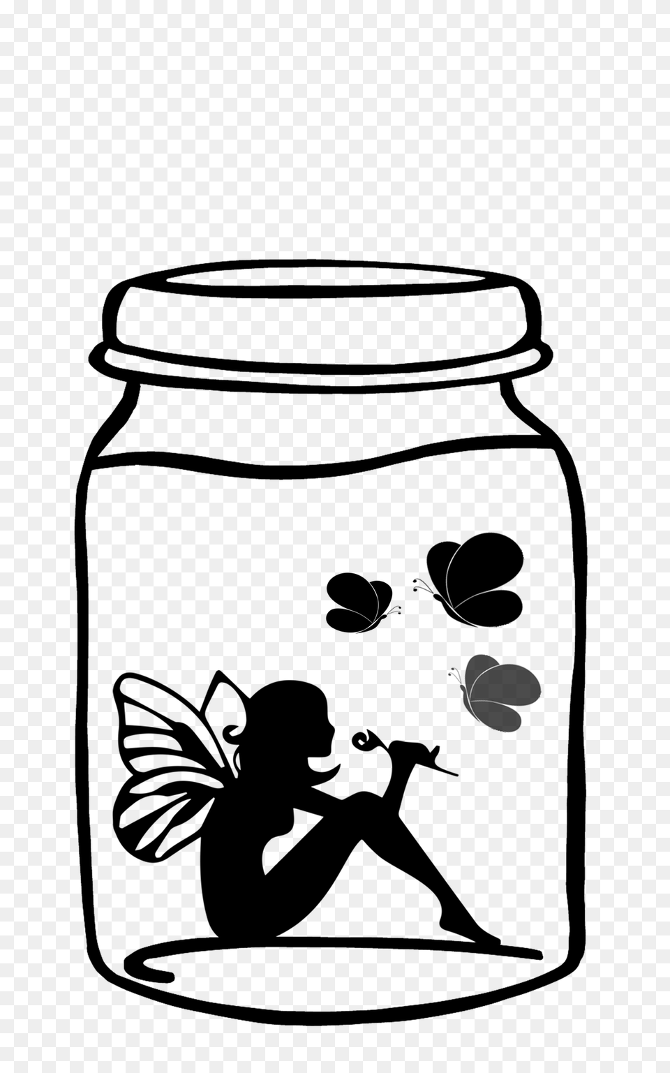 Ftestickers Elf Fairy Butterflies Jar, Gray Free Png Download