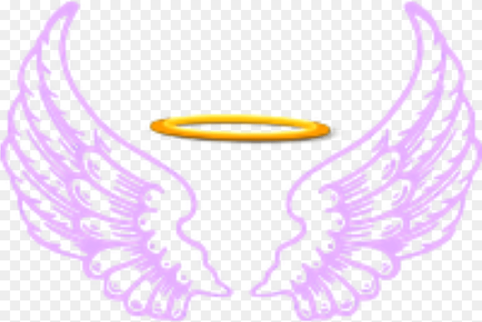 Ftestickers Fantasyart Angel Wings Halo Purple Heart With Angel Drawing Of Wings, Accessories, Jewelry, Necklace, Light Free Png