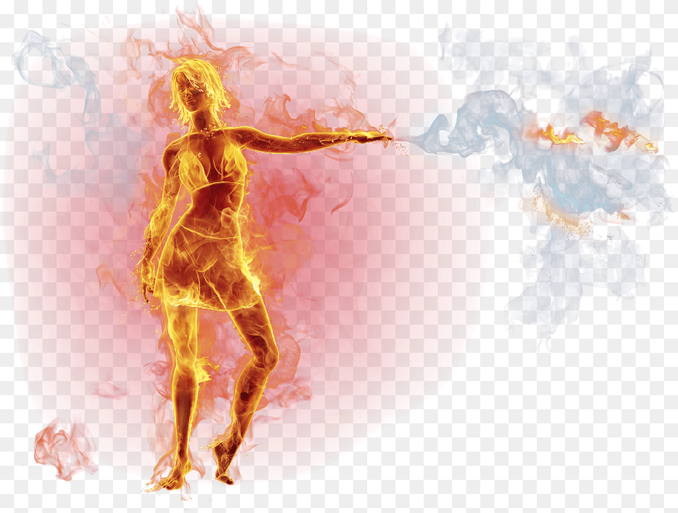 Ftestickers Fantasyart Woman Fire Flames Smoke Transparent Man On Fire, Adult, Female, Flame, Person Png
