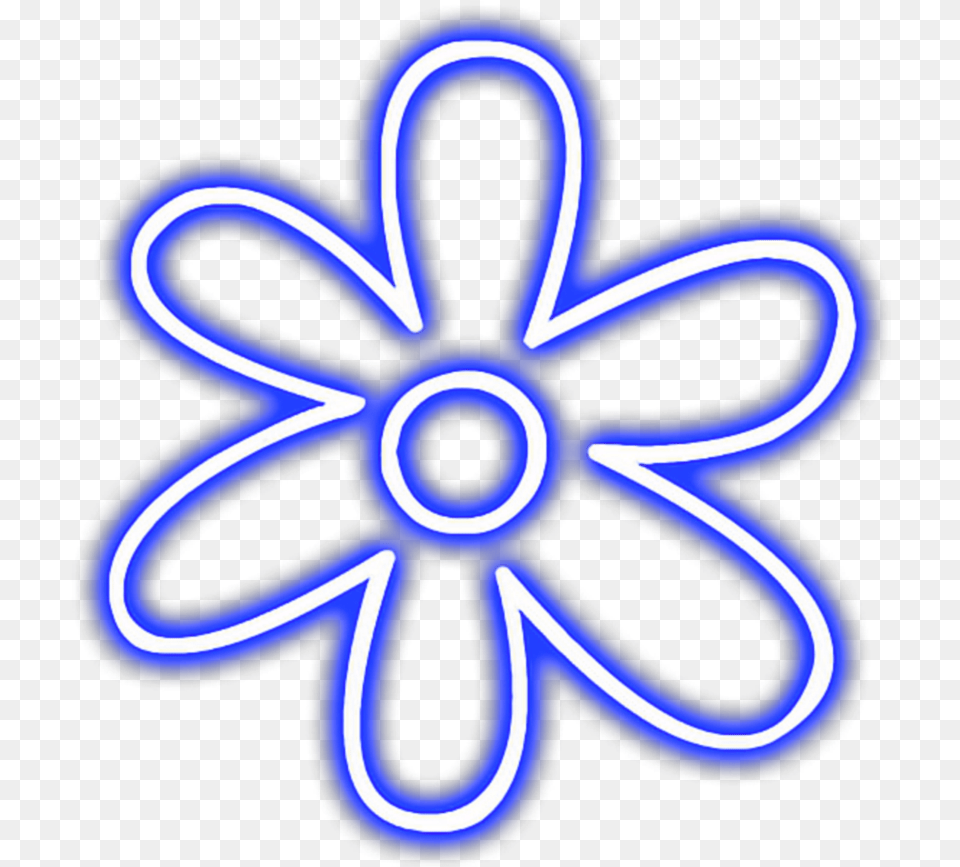 Ftestickers Flower Neon Luminous Glowing Blue Neon Sticker Snapchat, Light, Machine, Wheel Free Png