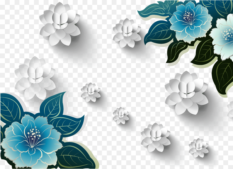 Ftestickers Flowers Border Papercut 3deffect Teal Blue Flower, Plant, Petal, Art, Graphics Png Image