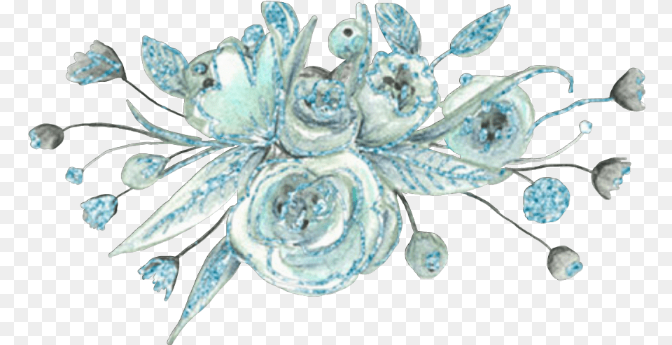 Ftestickers Flowers Flowercrown Watercolor Teal Blue Blue, Accessories, Brooch, Jewelry, Diamond Free Png