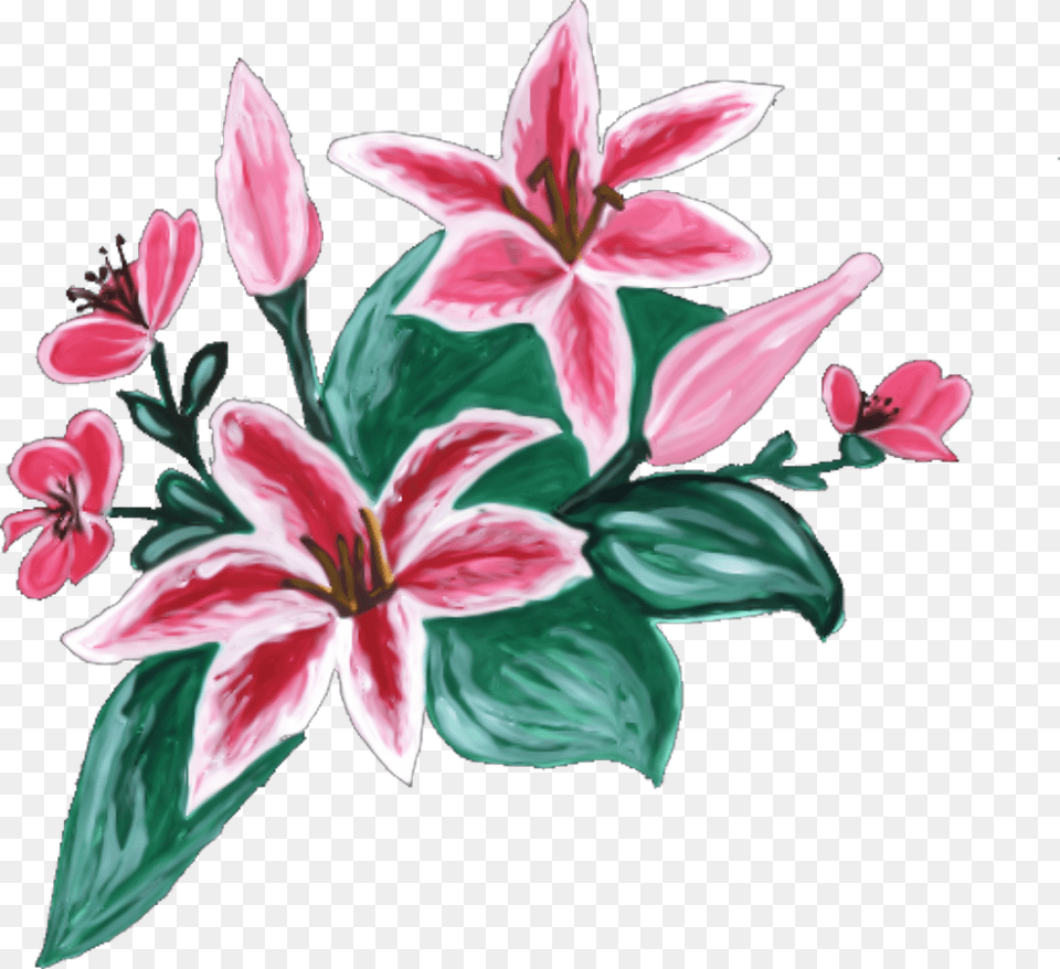 Ftestickers Flowery Springtime Springstickers Springflowers Stargazer Lily, Flower, Plant, Anther Png