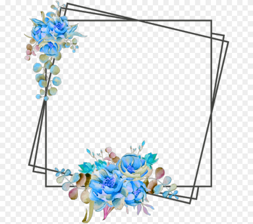 Ftestickers Frame Borders Flowers Blue Clipart Flower Frame Border Design, Accessories, Art, Plant, Jewelry Free Transparent Png