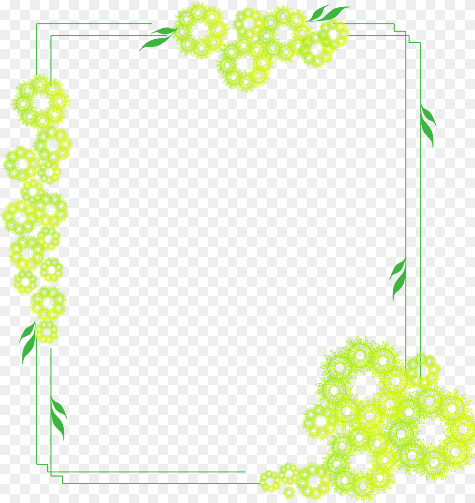 Ftestickers Frame Borders Flowers Neon Luminous Neon Green Flower Border, Art, Floral Design, Graphics, Pattern Png