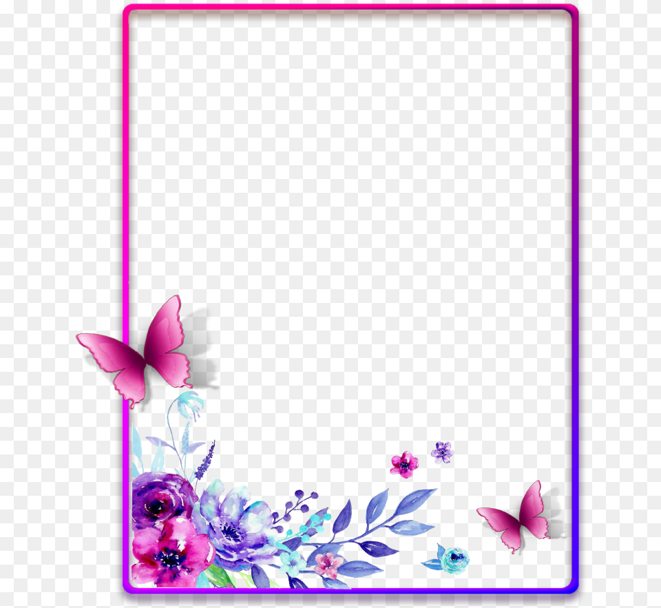 Ftestickers Frame Borders Watercolor Flowers Pimk Flower Borders And Frames, Art, Pattern, Mail, Greeting Card Free Png