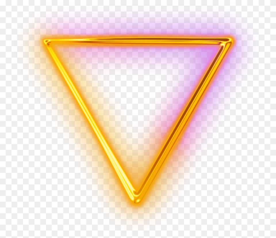 Ftestickers Geometricshapes Triangle Neon Yellow Purple Neon Triangle, Light, Electronics, Mobile Phone, Phone Free Png Download