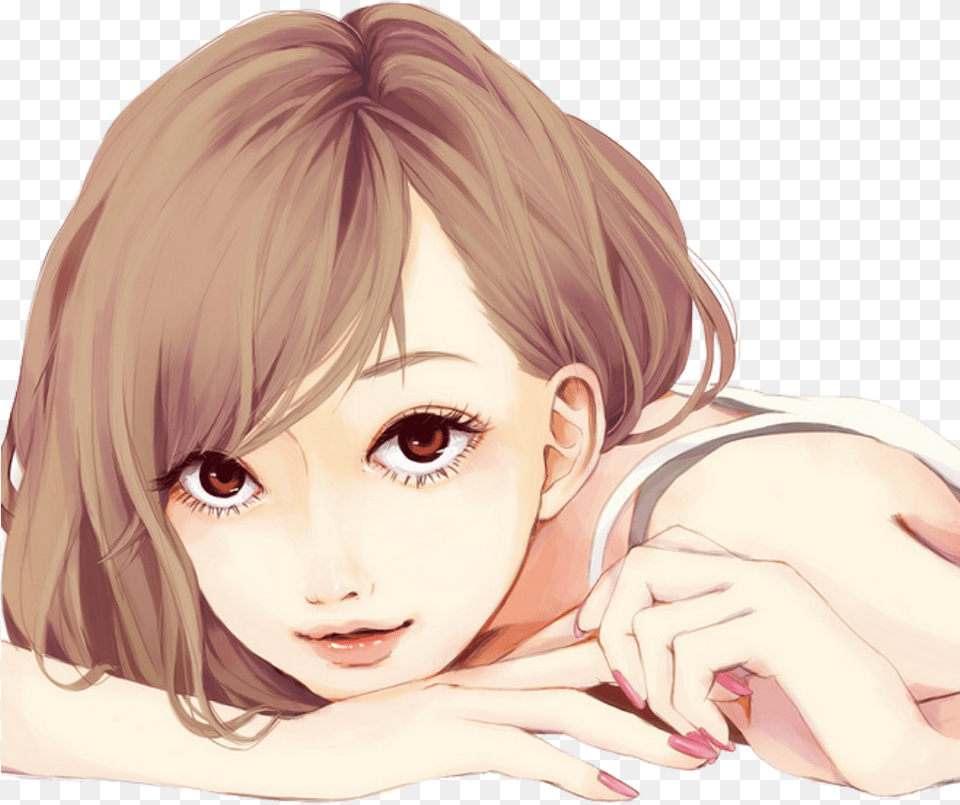 Ftestickers Girl Portrait Anime Watercolor Realistic Anime Girl Eyes, Adult, Publication, Person, Woman Free Png Download