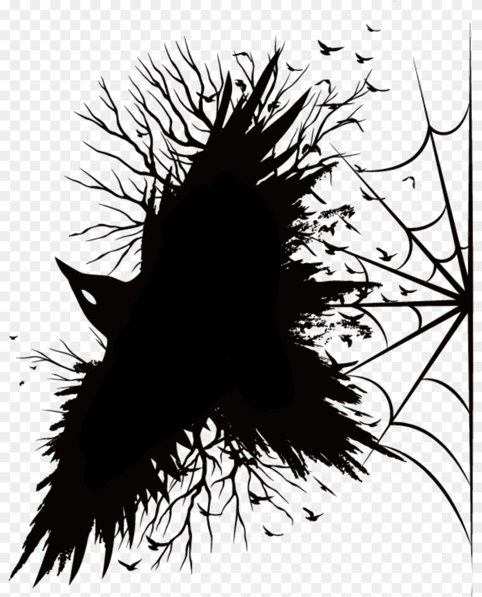 Ftestickers Halloween Happyhalloween Crow Illustration, Silhouette, Pattern Png Image