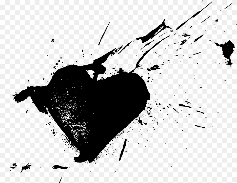 Ftestickers Heart Grunge Paint Drops Splash Stamp Illustration, Gray Png Image