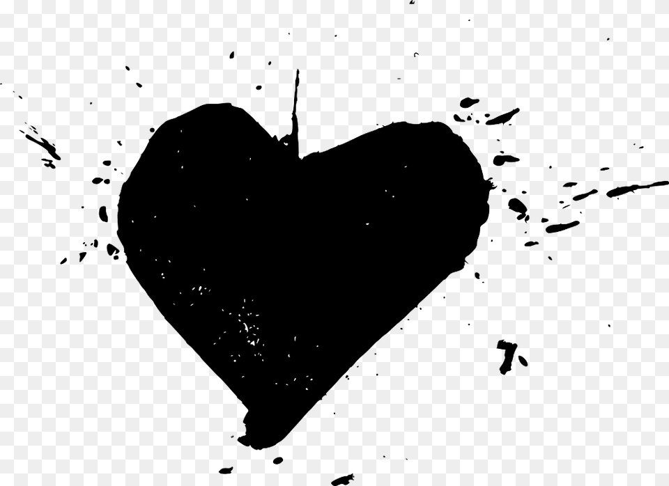 Ftestickers Heart Grunge Paint Drops Splash Stamp Transparent Grunge Heart, Gray Png