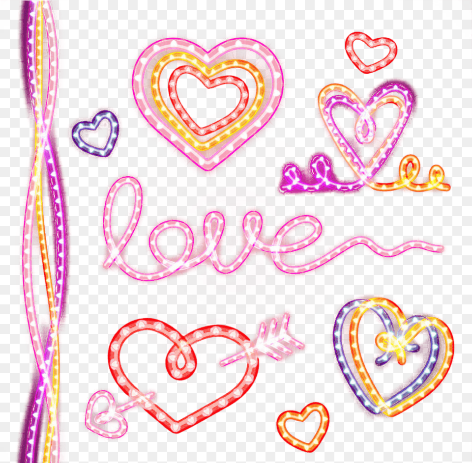Ftestickers Hearts Love Icons Overlay Neon Luminous Heart, Light Png