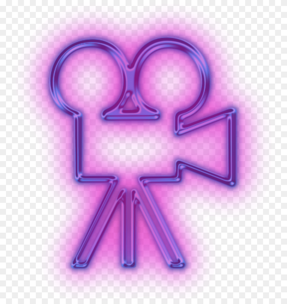 Ftestickers Icon Symbol Tripod Sticker Camera Neon Sign, Light, Purple Free Png