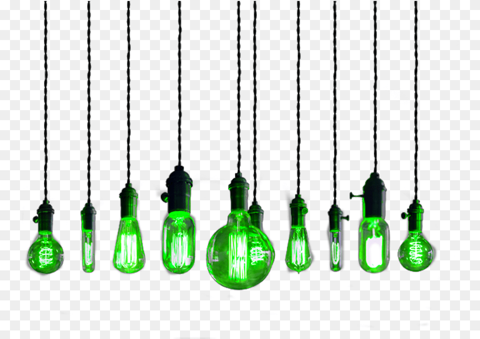 Ftestickers Lights Hanging Green String Light Bulbs, Lightbulb Png Image