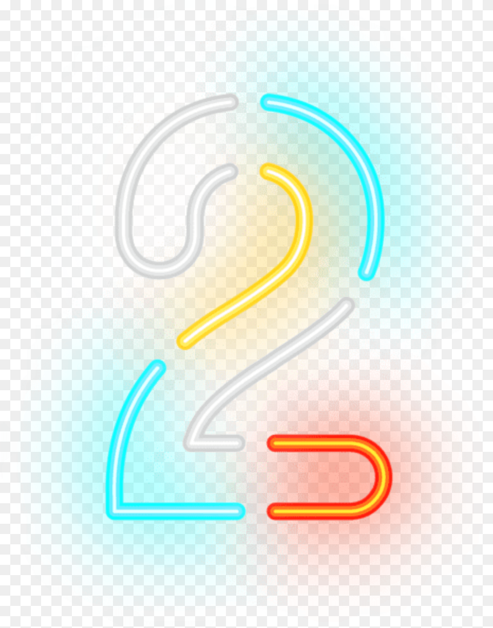 Ftestickers Numbers 2 Neon Luminous Colorful Neon Number 2, Light, Birthday Cake, Food, Dessert Png Image