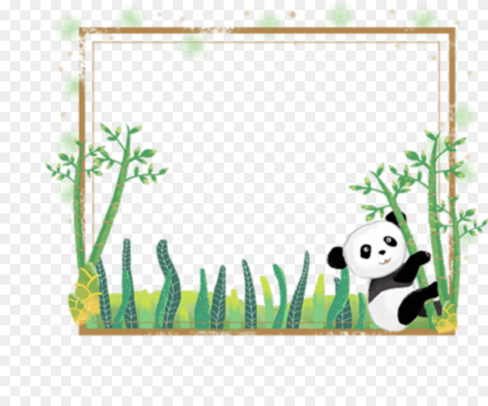 Ftestickers Panda Bamboo Frame Borders Cute Colorful Cute Animal Frame, Outdoors, Candle, Nature, Bear Png Image
