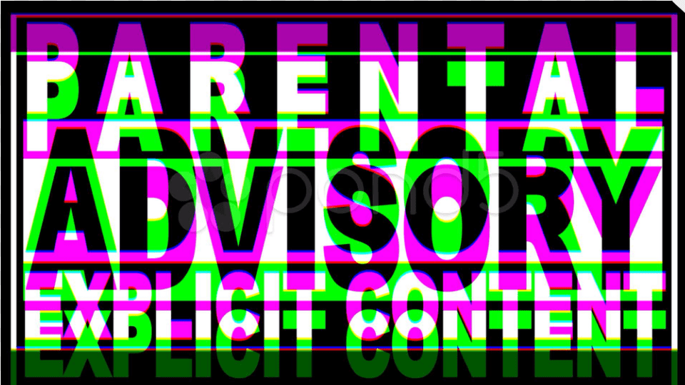 Ftestickers Parental Tumblr Glitch Colorful Parental Advisory Explct Content Green, Purple, Lighting, Text, Blackboard Free Transparent Png