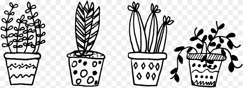 Ftestickers Plants Flowers Doodle Doodles Doodleart Cactus Black And White, Plant, Potted Plant, Stencil Free Png