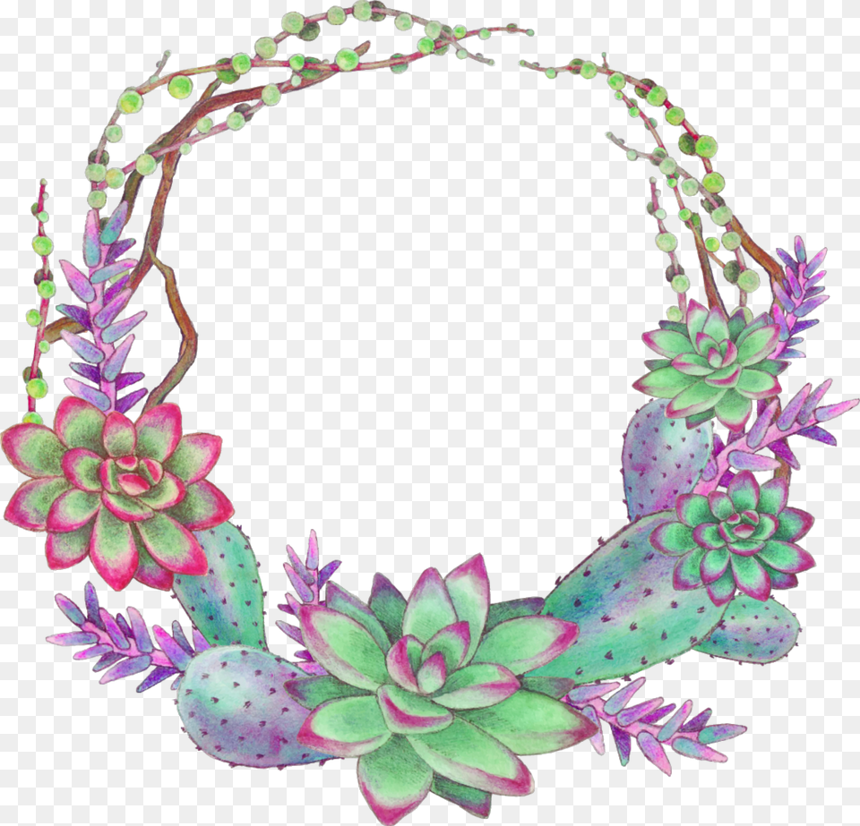 Ftestickers Scsucculent Succulents Wreath Colorful, Accessories, Jewelry, Necklace, Plant Png Image