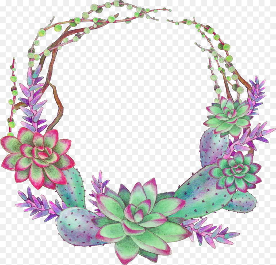 Ftestickers Scsucculent Succulents Wreath Colorful Succulent Wreath, Accessories, Jewelry, Necklace, Plant Free Png Download