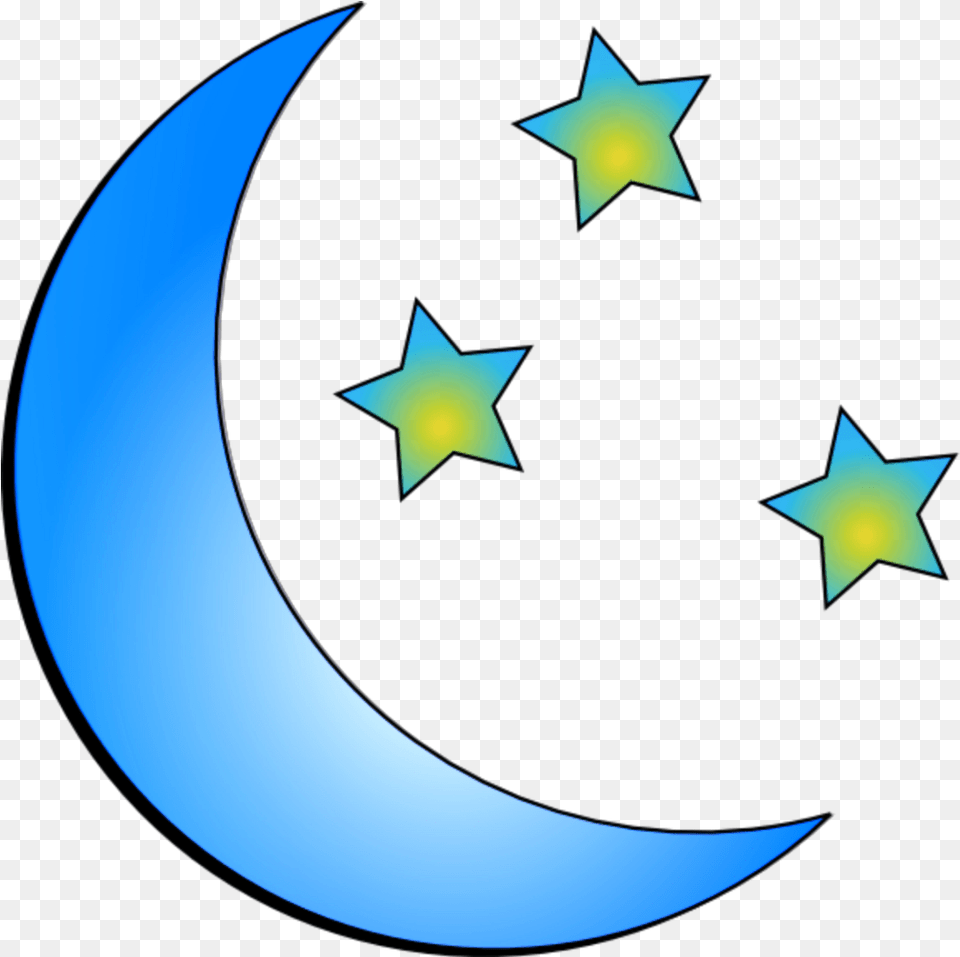 Ftestickers Stars Moon Crescent Blue Blue Star Transparent Moon Star, Nature, Night, Outdoors, Star Symbol Png