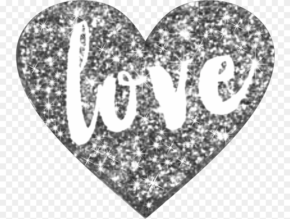 Ftestickers Stickers Glitter Heart Love Sparkles Heart Silver Glitter Heart Png