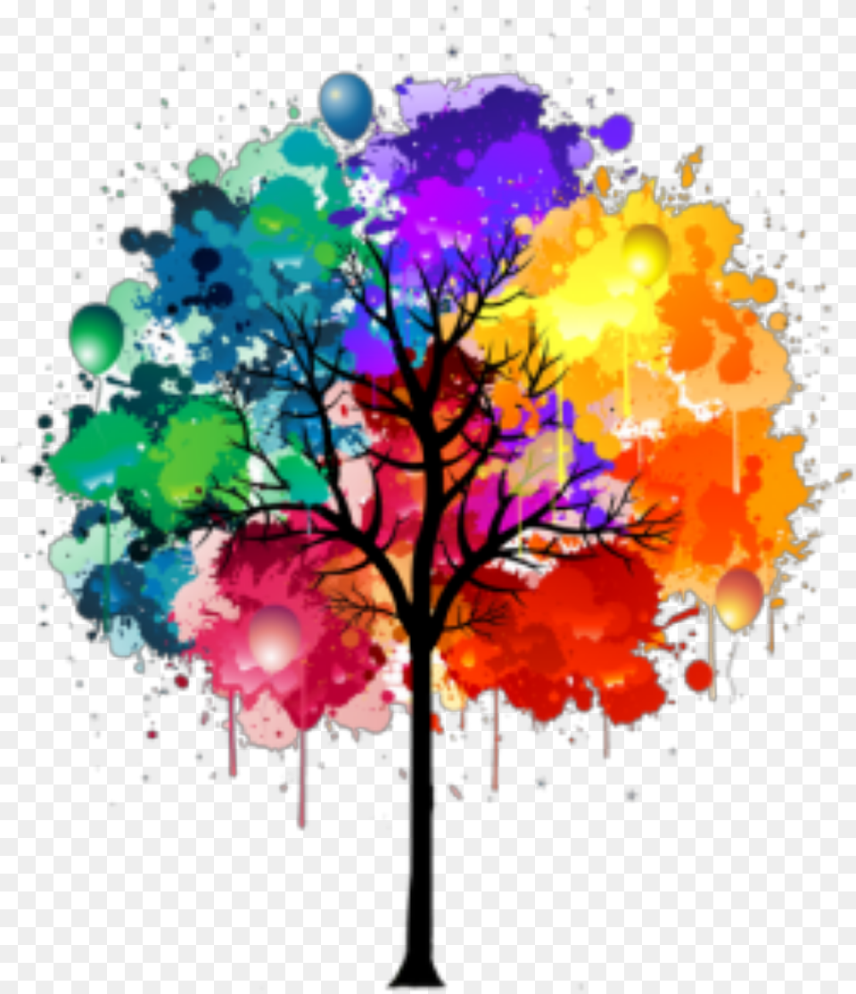 Ftestickers Tree Colors Colorful Colorsplash Watercolor Ideas Tree, Art, Graphics, Modern Art, Painting Free Png
