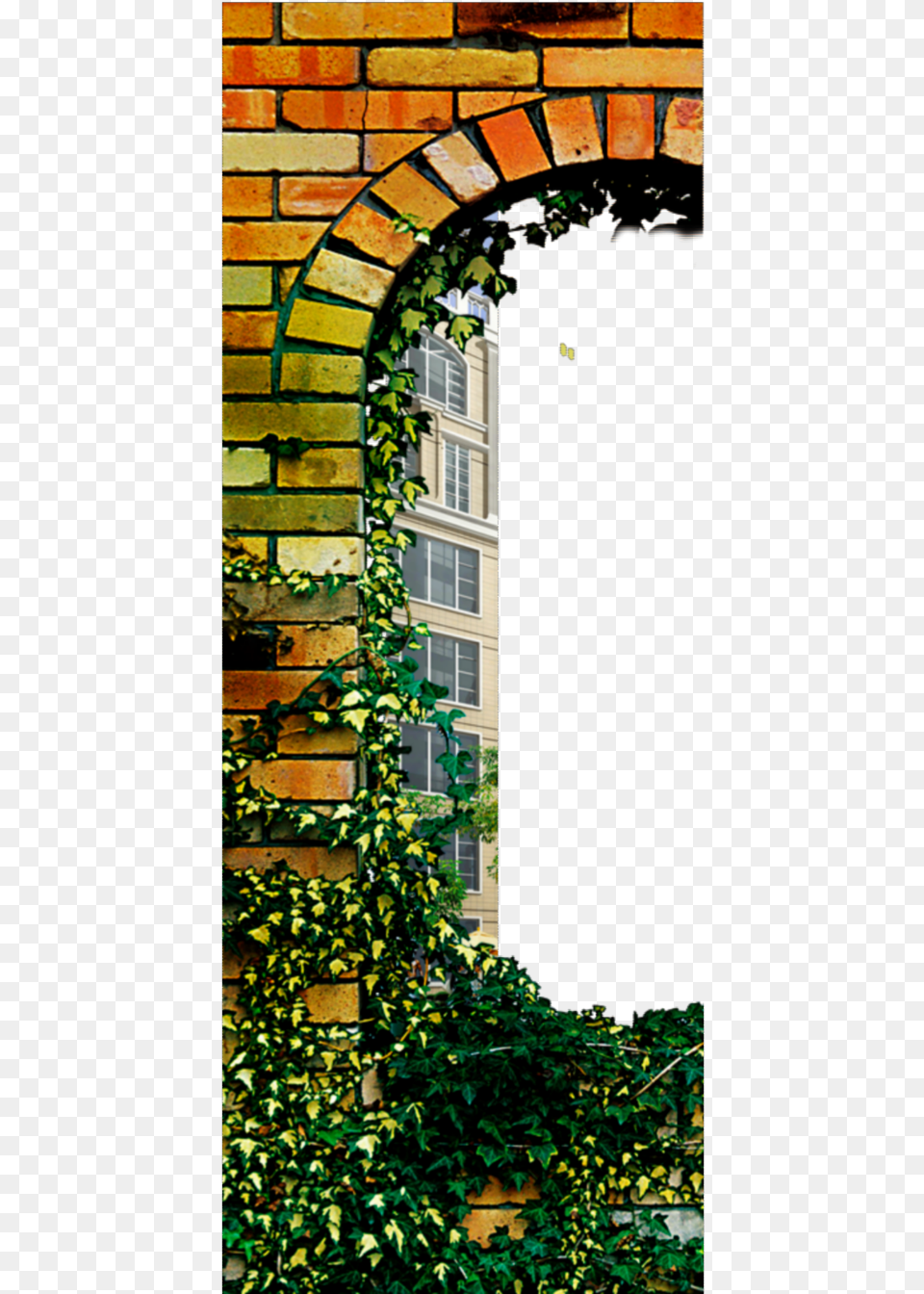 Ftestickers Wall Arch Building Windows Brick Door, Ivy, Plant, Vine, Architecture Free Png