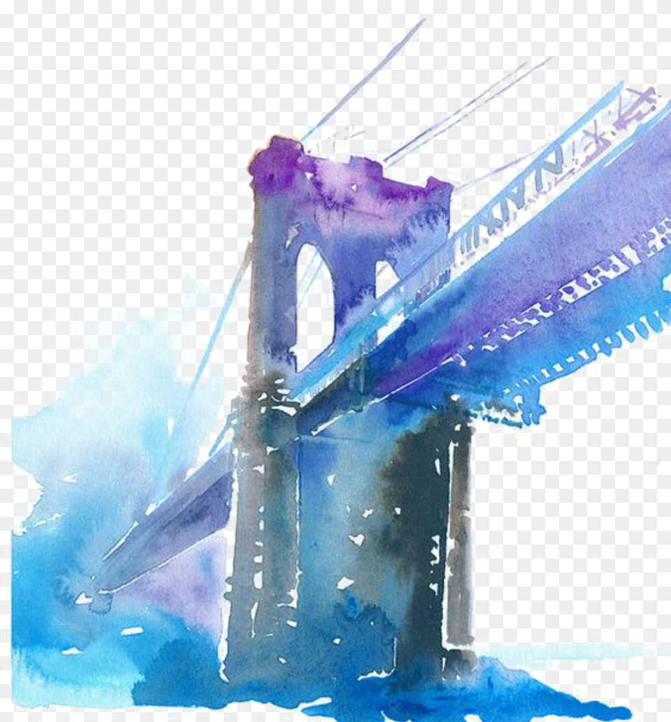 Ftestickers Watercolor Bridge Brooklynbridge Watercolor Brooklyn Bridge, Aircraft, Airplane, Transportation, Vehicle Free Transparent Png