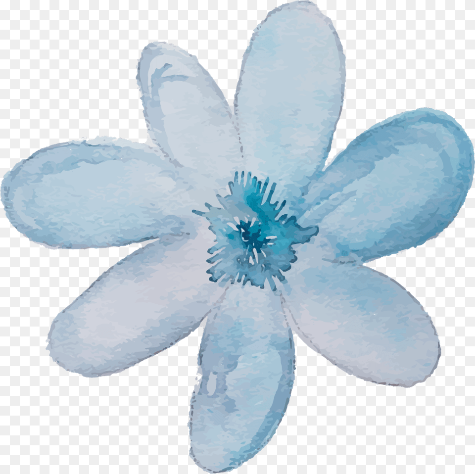Ftestickers Watercolor Flower Blue Watercolor Painting, Anemone, Anther, Daisy, Petal Free Png