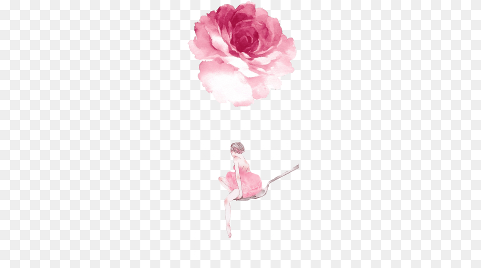 Ftestickers Watercolor Flower Girl Spoon Drawings Of Purple Flowers, Plant, Rose, Dancing, Leisure Activities Free Png Download