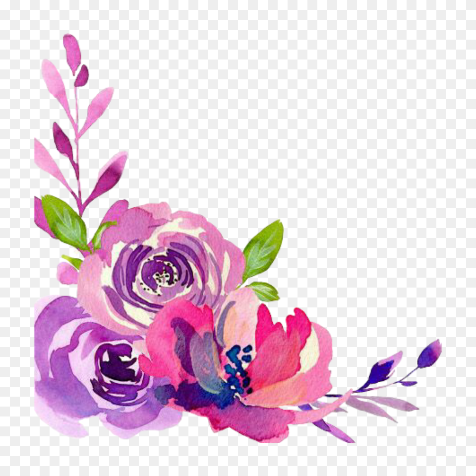 Ftestickers Watercolor Flowers Border Corner, Art, Floral Design, Flower, Graphics Free Png Download