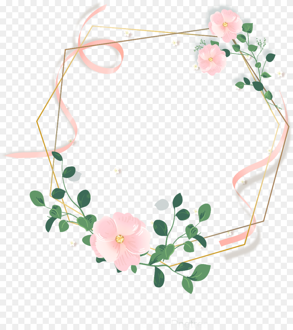 Ftestickers Watercolor Flowers Frame Gold Pink Rose Gold Flower Vector, Art, Floral Design, Graphics, Pattern Png
