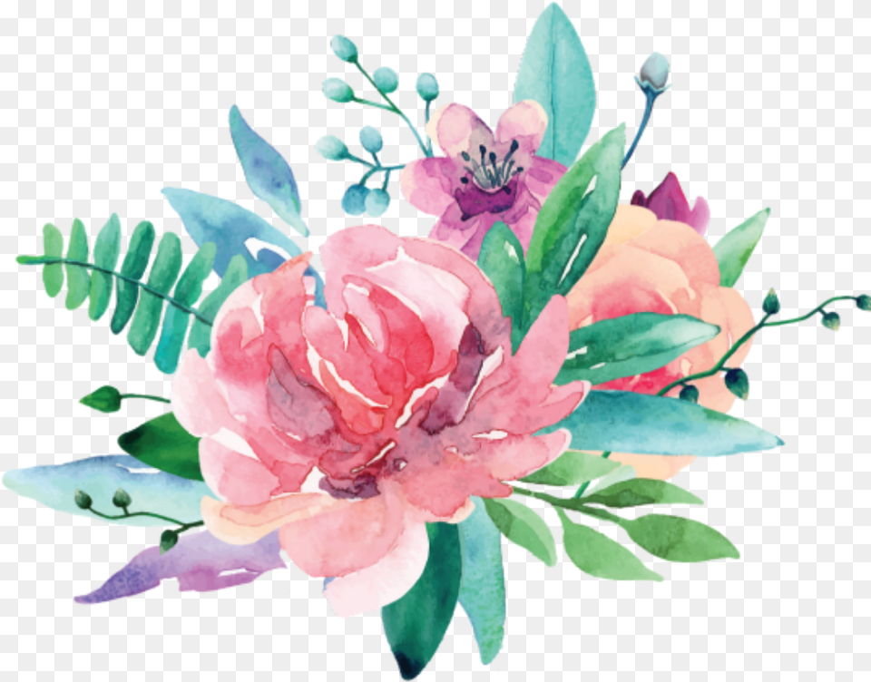 Ftestickers Watercolor Flowers Pink Ti Nhn Dn Picsart Hoa Gi, Art, Plant, Graphics, Flower Bouquet Free Transparent Png