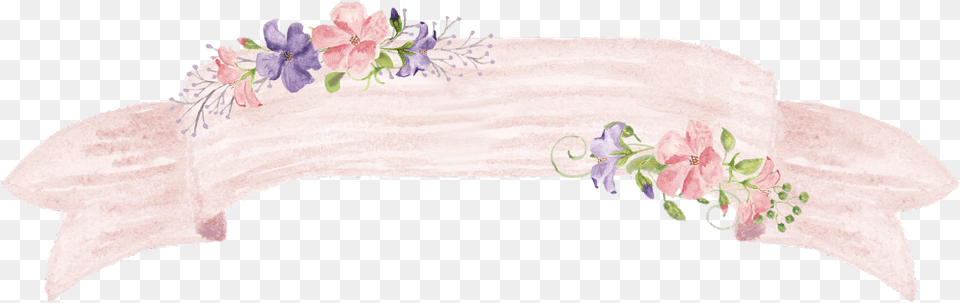 Ftestickers Watercolor Flowers Ribbon Banner Divider Watercolor Flowers A Flower Transparent, Graphics, Art, Plant, Floral Design Free Png