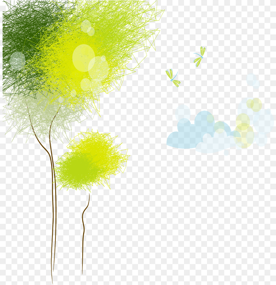 Ftestickers Watercolor Landscape Trees Colorful Illustration, Art, Graphics, Green, Plant Free Png Download