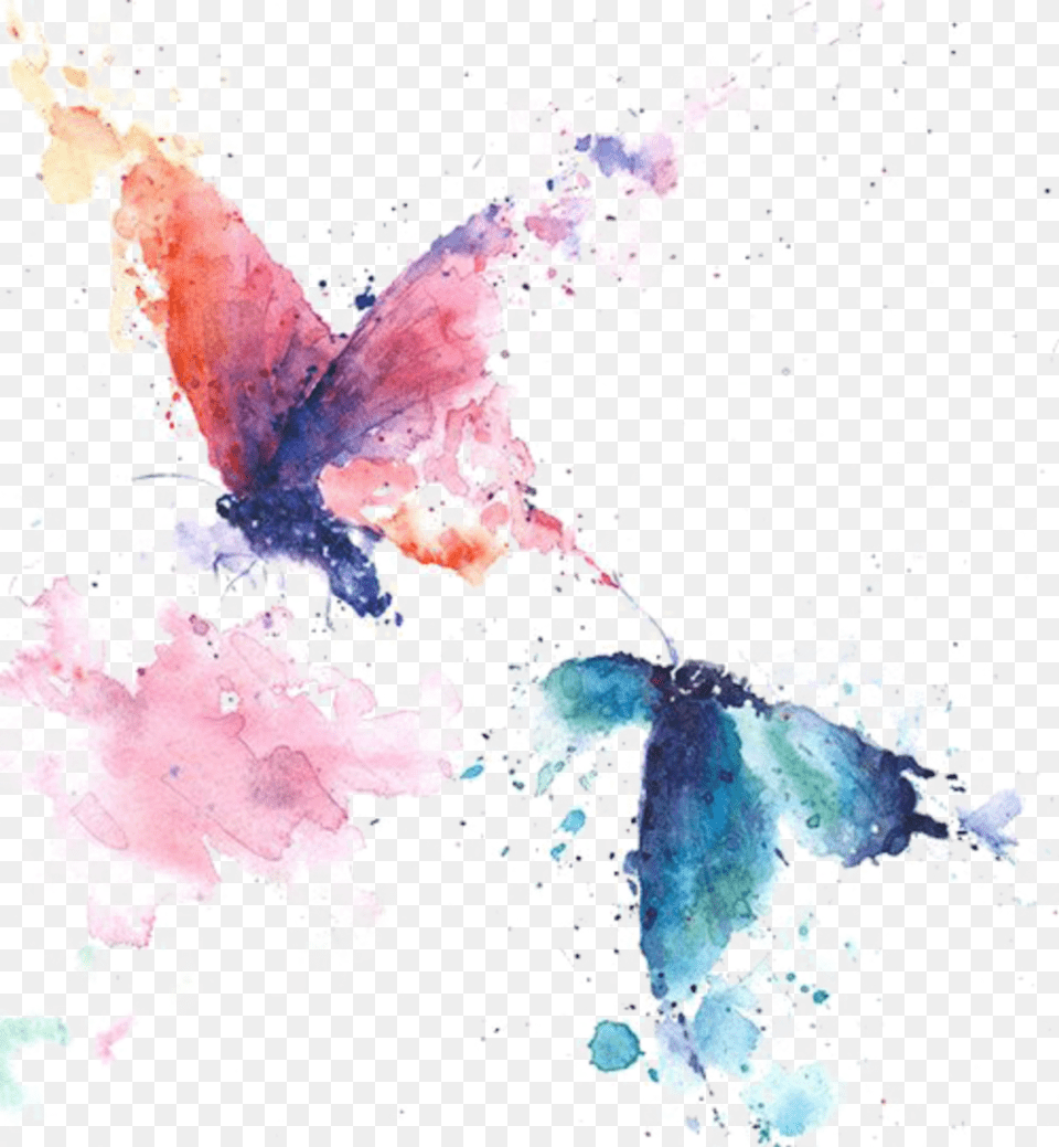 Ftestickers Watercolor Painting Butterflies Colorful Watercolor Butterfly Art, Modern Art, Collage, Graphics Png