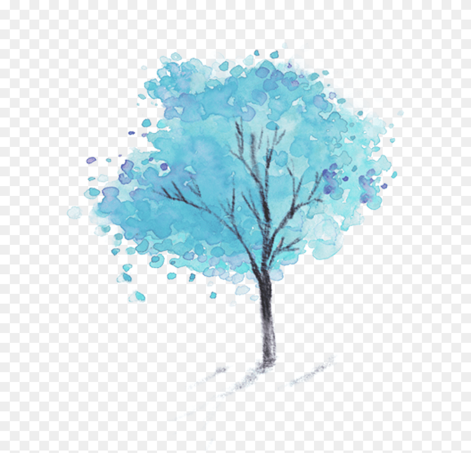 Ftestickers Watercolor Tree Blue Blue Watercolor Template, Art, Painting, Plant, Outdoors Png Image