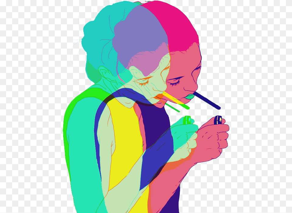 Ftestickers Woman Cigarette Smoking Painted Doubleexpos Smoking Artidote, Adult, Person, Female, Face Free Transparent Png