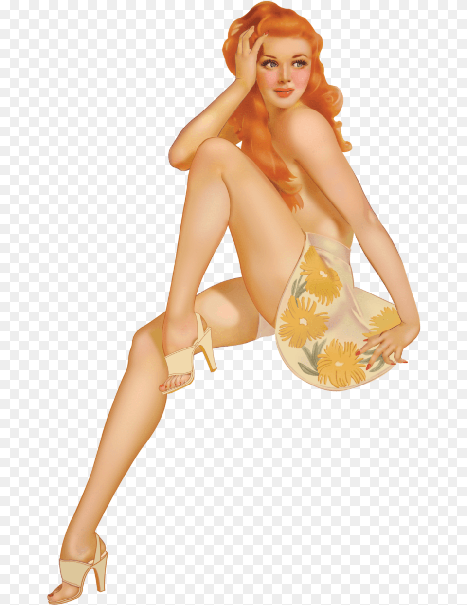 Ftestickers Woman Sitting Pinupgirl Vintage Retro Pin Up Girl Transparent Background, Adult, Swimwear, Shoe, Person Free Png Download