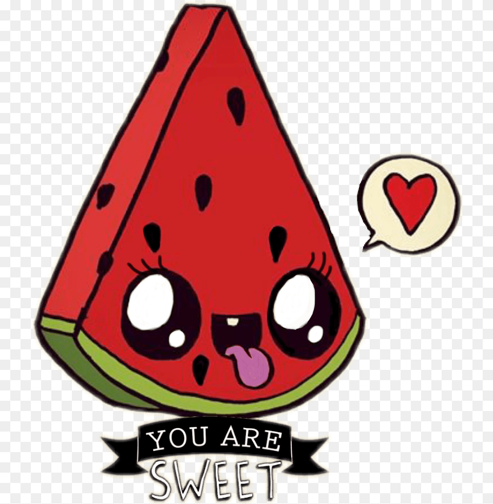 Ftewatermelon Sandia Kawaii Sandiakawaii Watermelon Kawaii Nourriture Dessin Facile, Food, Fruit, Plant, Produce Free Transparent Png