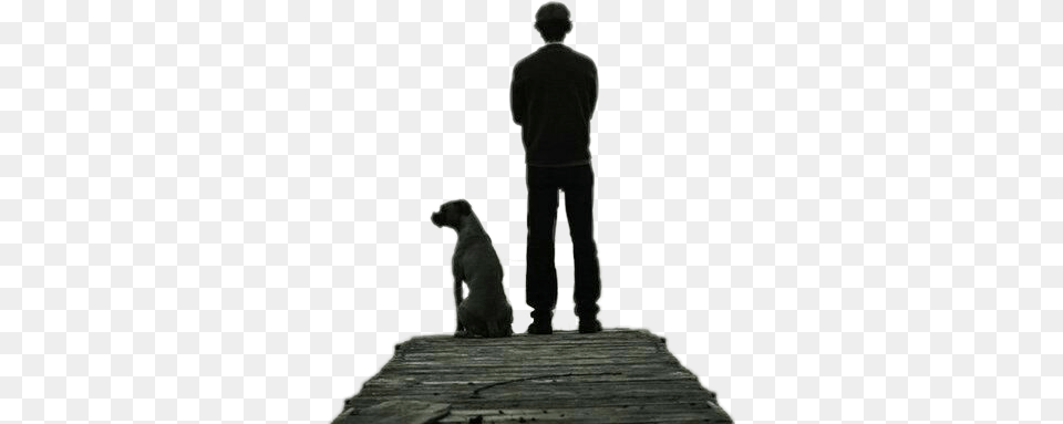 Ftstickers Silhouette Man Dog Standing Dog, Waterfront, Water, Port, Pier Free Transparent Png