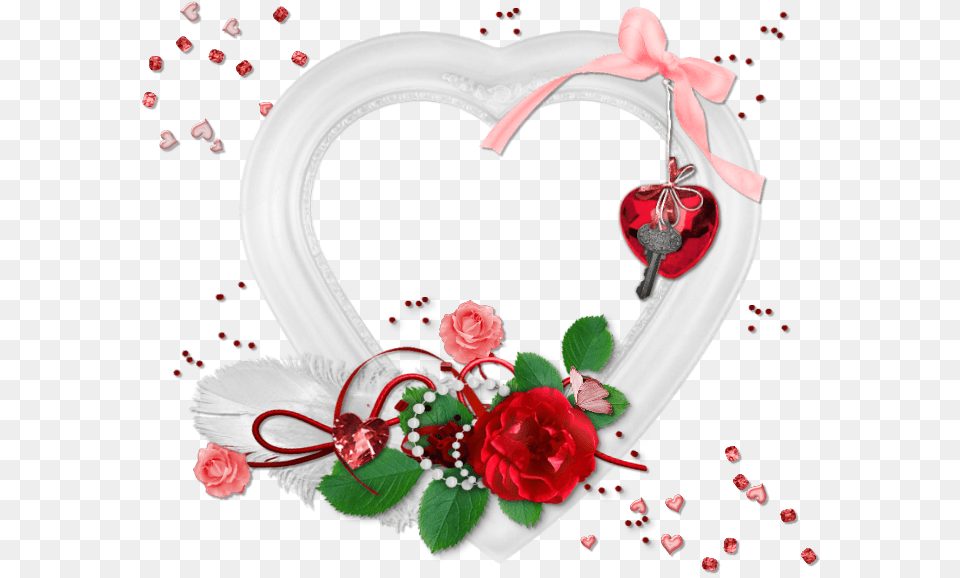 Ftu Cluster Frame San Valentin Marco Amor, Flower, Plant, Rose, Heart Free Png Download