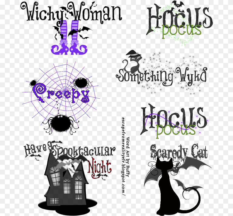 Ftu Halloween Art By Ftu Halloween Word Art, Graphics, Blackboard, Text, Purple Free Png Download