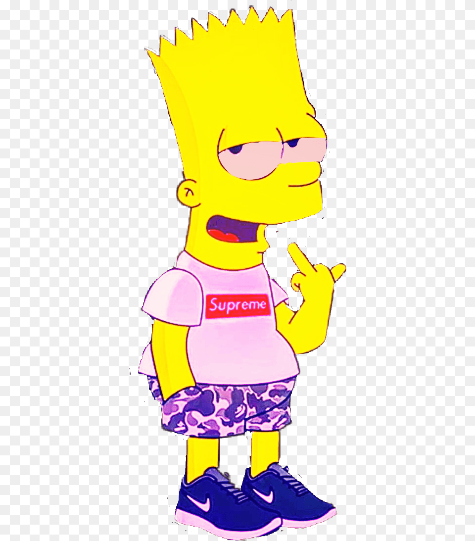 Fuckyou Supreme Bartsimpson Bart Simpson Sticker Fuck You, Baby, Cartoon, Person, Clothing Free Transparent Png