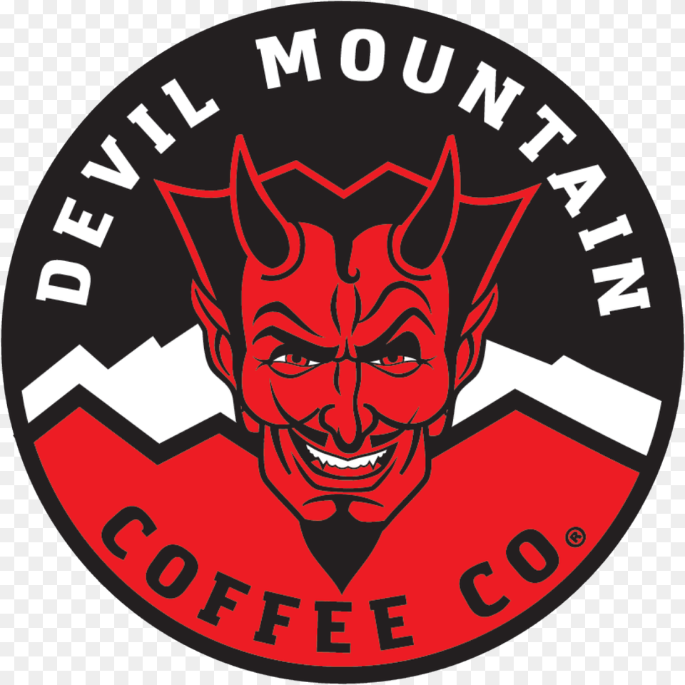 Fuel Up With Devil Mountain Coffee Emblem, Logo, Symbol, Face, Head Png