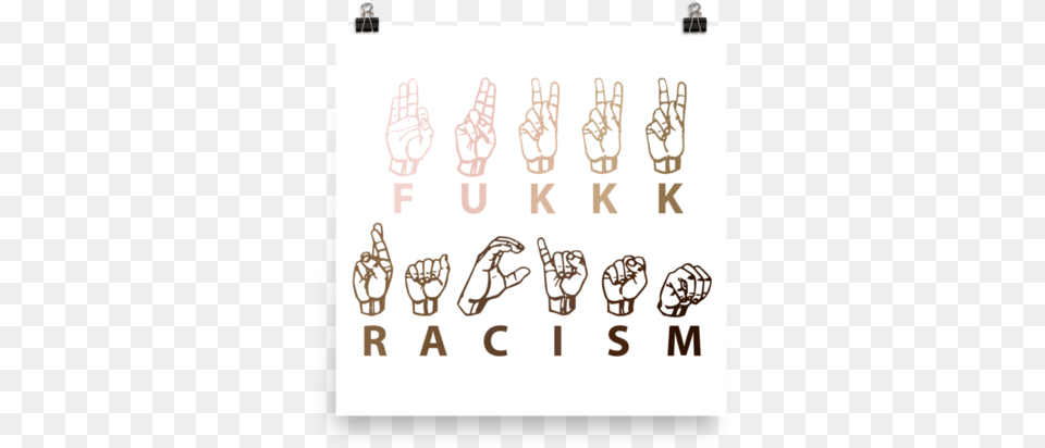 Fukkk Racism Protest Postersign Sign Language Alphabet, Body Part, Hand, Person, Text Free Transparent Png